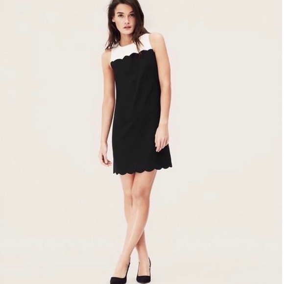 LOFT Dresses & Skirts - LOFT Scalloped Shift Dress Color block Sleeveless